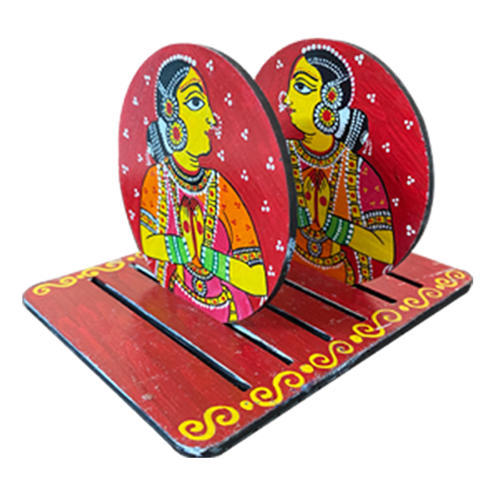 Cheriyal Painting on Round Tea Coasters with Stand DIY Kit by Penkraft